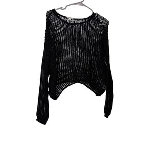 Knit Black Mesh Coverup Sweater Large
